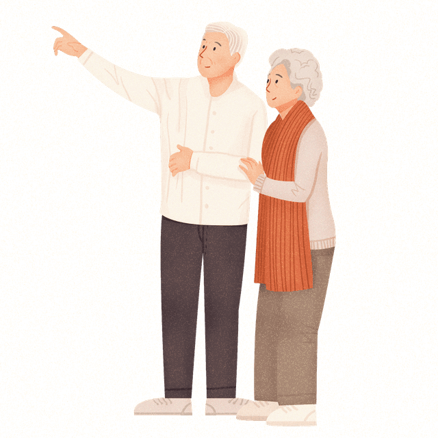 Pareja de adultos mayores sonriendo en residencia geriátrica en Núñez, CABA